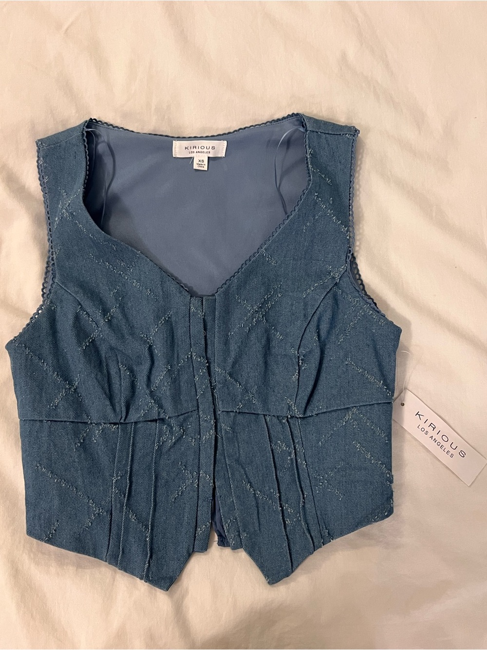 NWT Kirious Los Angeles Blue Textured Cropped Vest - Coastal Cowgirl